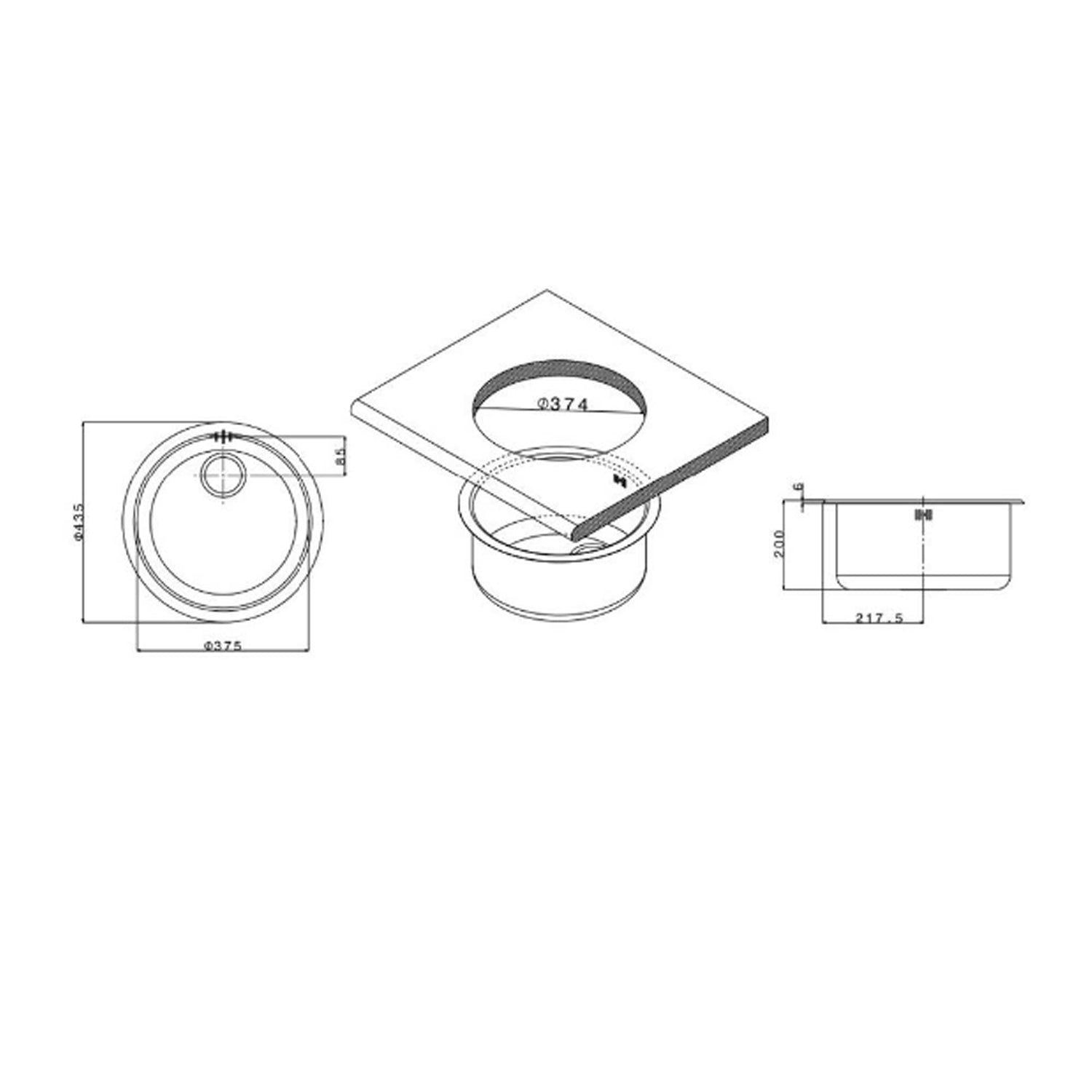 Lavello da cucina in acciaio inox circolare D. 43,5 cm by CeramicStore | Lo specialista del tuo bagno