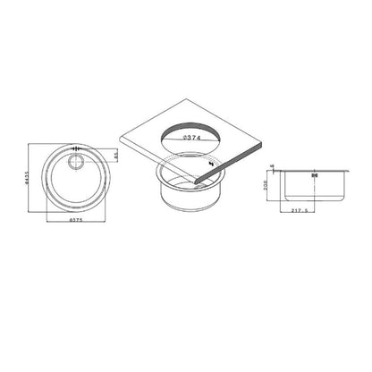 Lavello da cucina in acciaio inox circolare D. 43,5 cm by CeramicStore | Lo specialista del tuo bagno