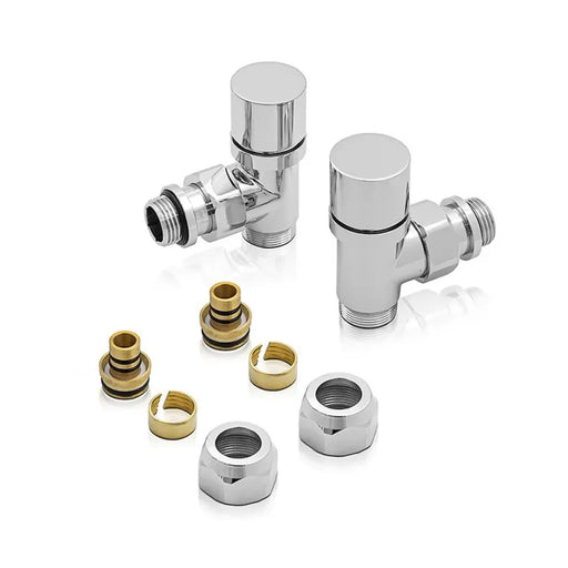 Kit valvola e detentore a squadra per connessioni standard e raccordi multistrato 16x2 mm - Cromo by CeramicStore | Lo specialista del tuo bagno