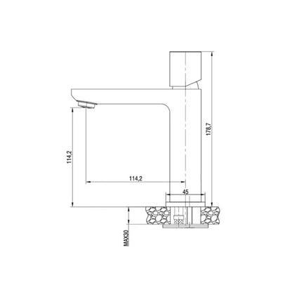 Kit miscelatore lavabo + bidet  RubiFlux serie Lilium Modello Grey con piletta clic-clac - Nickel spazzolato