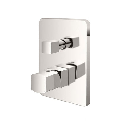 Kit miscelatore lavabo alto + bidet + doccia a due vie RubiFlux serie Lilium Modello Grey con piletta clic-clac - Nickel spazzolato