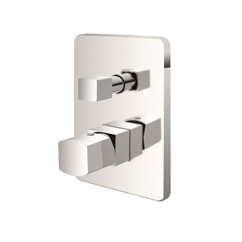 Kit miscelatore lavabo alto + bidet + doccia a due vie RubiFlux serie Lilium Modello Grey con piletta clic-clac - Nickel spazzolato