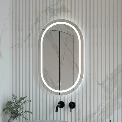 Specchio ovale doppia illuminazione Eterea 50x80 con antifog manuale e 3 tonalità di luce by CeramicStore | Lo specialista del tuo bagno