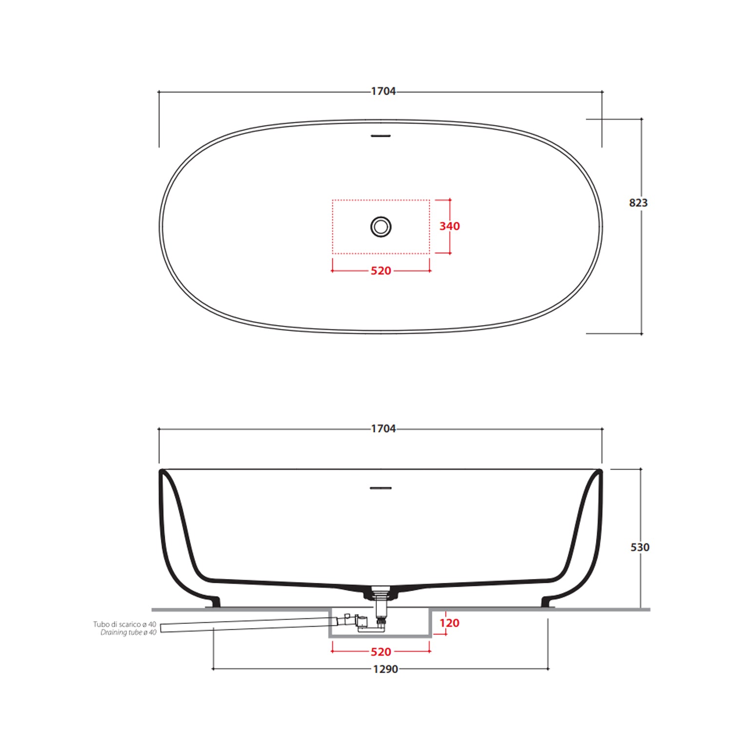 Vasca ovale Koi Globo 170x82xH53 cm free-standing in Livingtec® - Bianco opaco by CeramicStore | Lo specialista del tuo bagno
