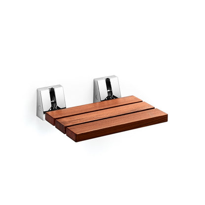 Sedile doccia in teak con supporti a muro in acciaio inox lucido Lineabeta Scagni. Portata 130 Kg by CeramicStore | Lo specialista del tuo bagno