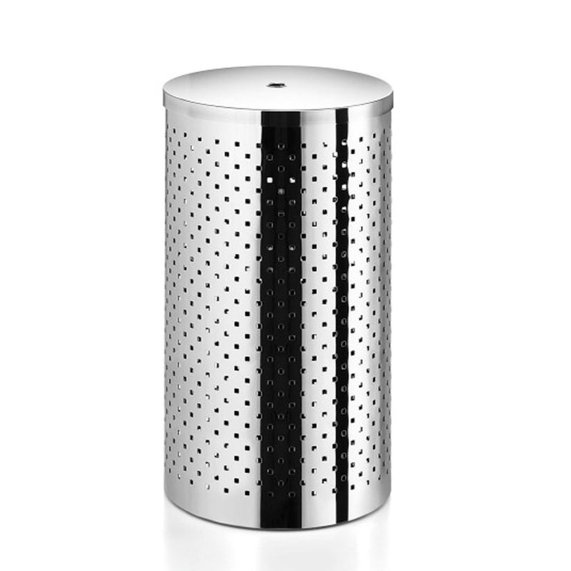 Cesto portabiancheria forato con coperchio in acciaio inox lucido diametro cm 31 Lineabeta Sestei by CeramicStore | Lo specialista del tuo bagno