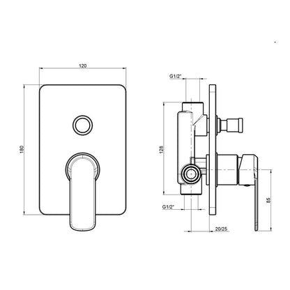 Miscelatore doccia incasso quadro 2 vie cartuccia diametro 35 by CeramicStore | Lo specialista del tuo bagno