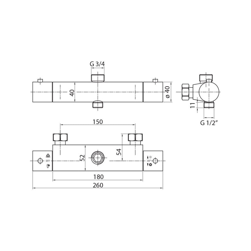 Termostatico doccia esterno con deviatore rame by CeramicStore | Lo specialista del tuo bagno