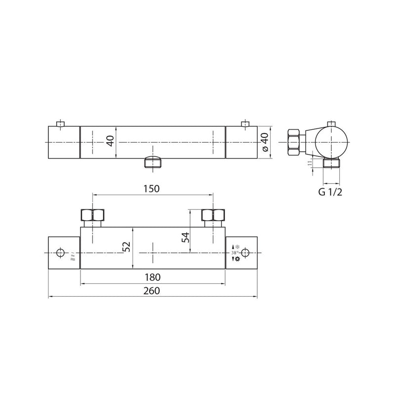 Termostatico doccia esterno con attacco inferiore 1/2M by CeramicStore | Lo specialista del tuo bagno
