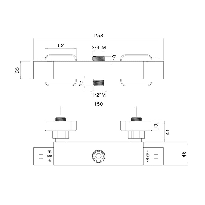 Termostatico doccia esterno quadro con deviatore by CeramicStore | Lo specialista del tuo bagno