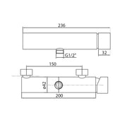 Termostatico doccia esterno quadro con attacco inferiore 1/2M by CeramicStore | Lo specialista del tuo bagno