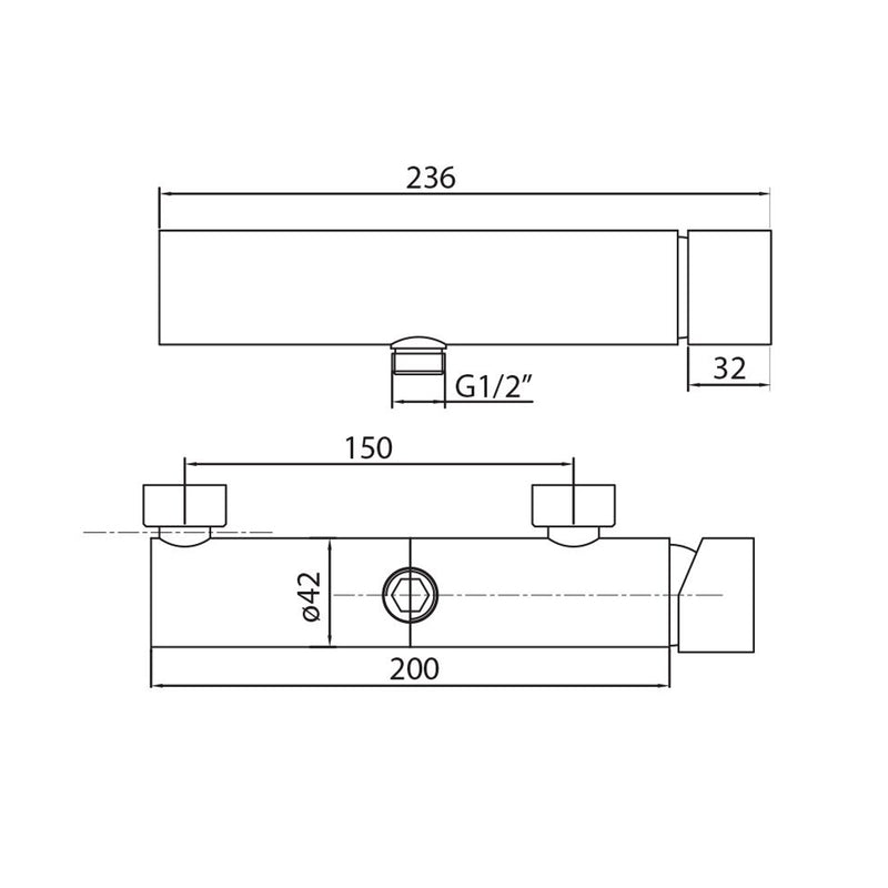 Termostatico doccia esterno quadro con attacco inferiore 1/2M by CeramicStore | Lo specialista del tuo bagno
