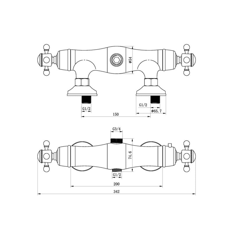 Termostatico doccia con deviatore old style nero by CeramicStore | Lo specialista del tuo bagno
