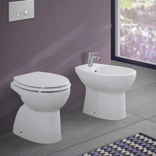 Sanitari a terra modello Orchidea in ceramica con copriwater incluso - Bianco By BATHCORE