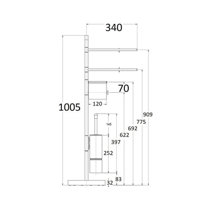 Piantana multifunzione in ottone altezza 100cm