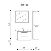 Mobile bagno sospeso modello Best02 cm 110x190x46 laccato lucido grigio nuvola by CeramicStore | Lo specialista del tuo bagno