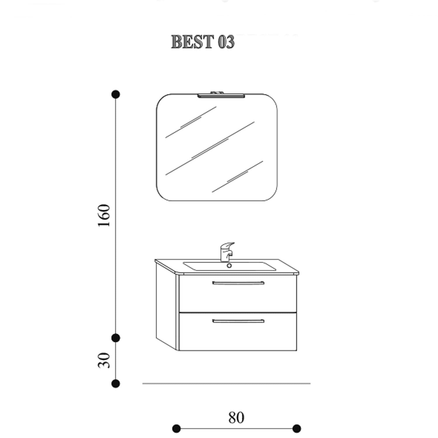 Mobile bagno sospeso modello Best03 cm 80x190x46 laccato lucido bianco by CeramicStore | Lo specialista del tuo bagno