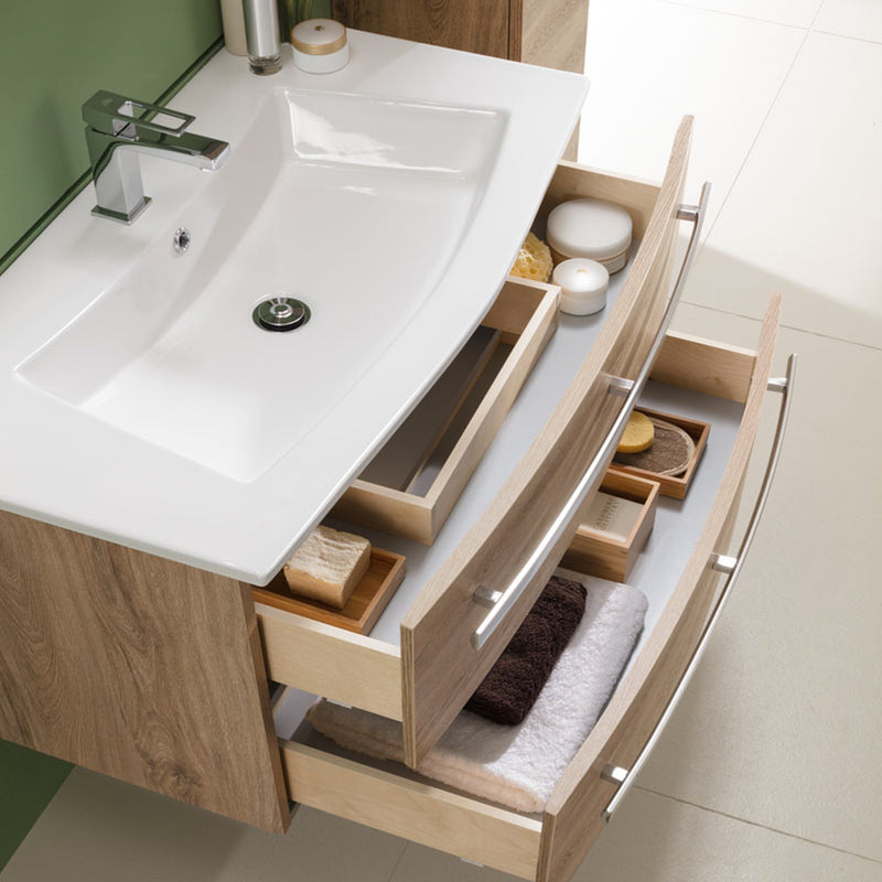 Mobile bagno sospeso modello Oscar01 cm 115x190x46 rovere nabucco by CeramicStore | Lo specialista del tuo bagno