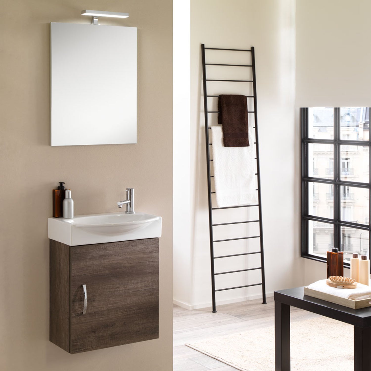 Mobile bagno sospeso Mini42 cm 42x190x29,5 rovere scuro by CeramicStore | Lo specialista del tuo bagno