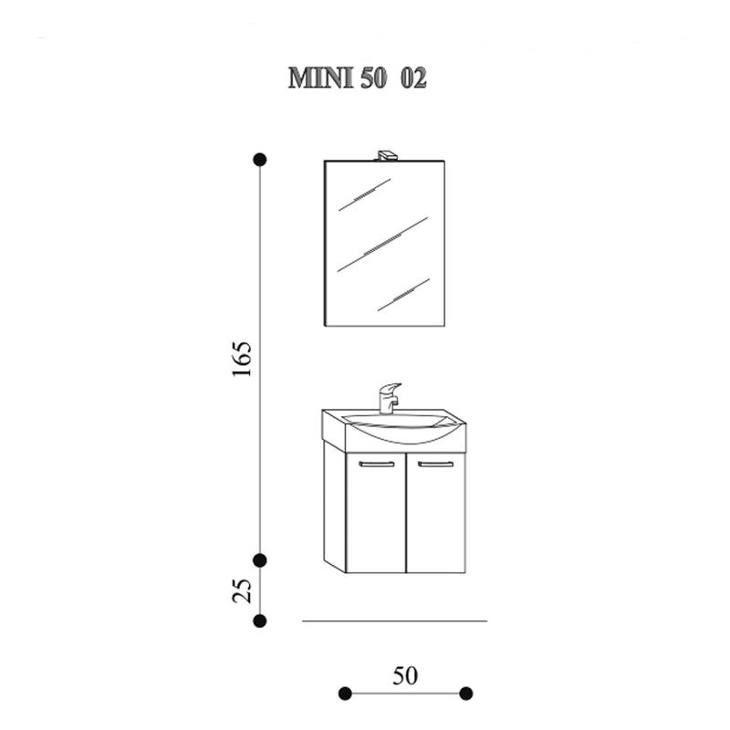 Mobile bagno sospeso Mini50 cm 50x190x42 rovere scuro by CeramicStore | Lo specialista del tuo bagno
