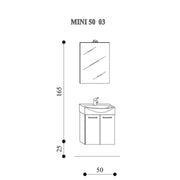 Mobile bagno sospeso Mini50 cm 50x190x40 laccato lucido grigio nuvola by CeramicStore | Lo specialista del tuo bagno
