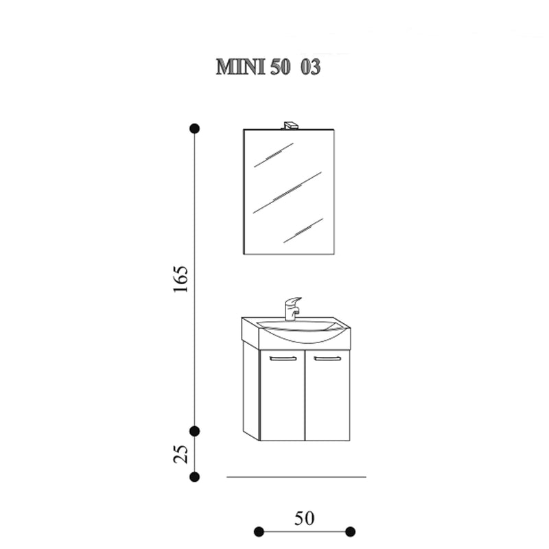 Mobile bagno sospeso Mini50 cm 50x190x40 laccato lucido grigio nuvola by CeramicStore | Lo specialista del tuo bagno