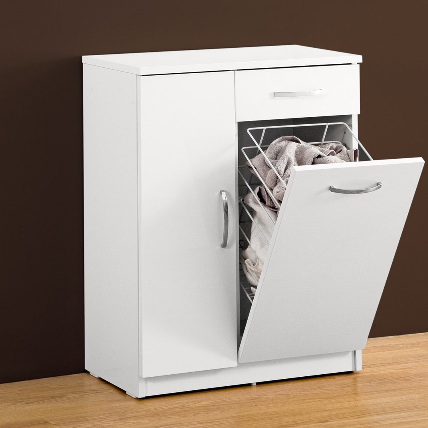 Mobile portabiancheria 61x78,7x35 cm laccato lucido bianco by CeramicStore | Lo specialista del tuo bagno