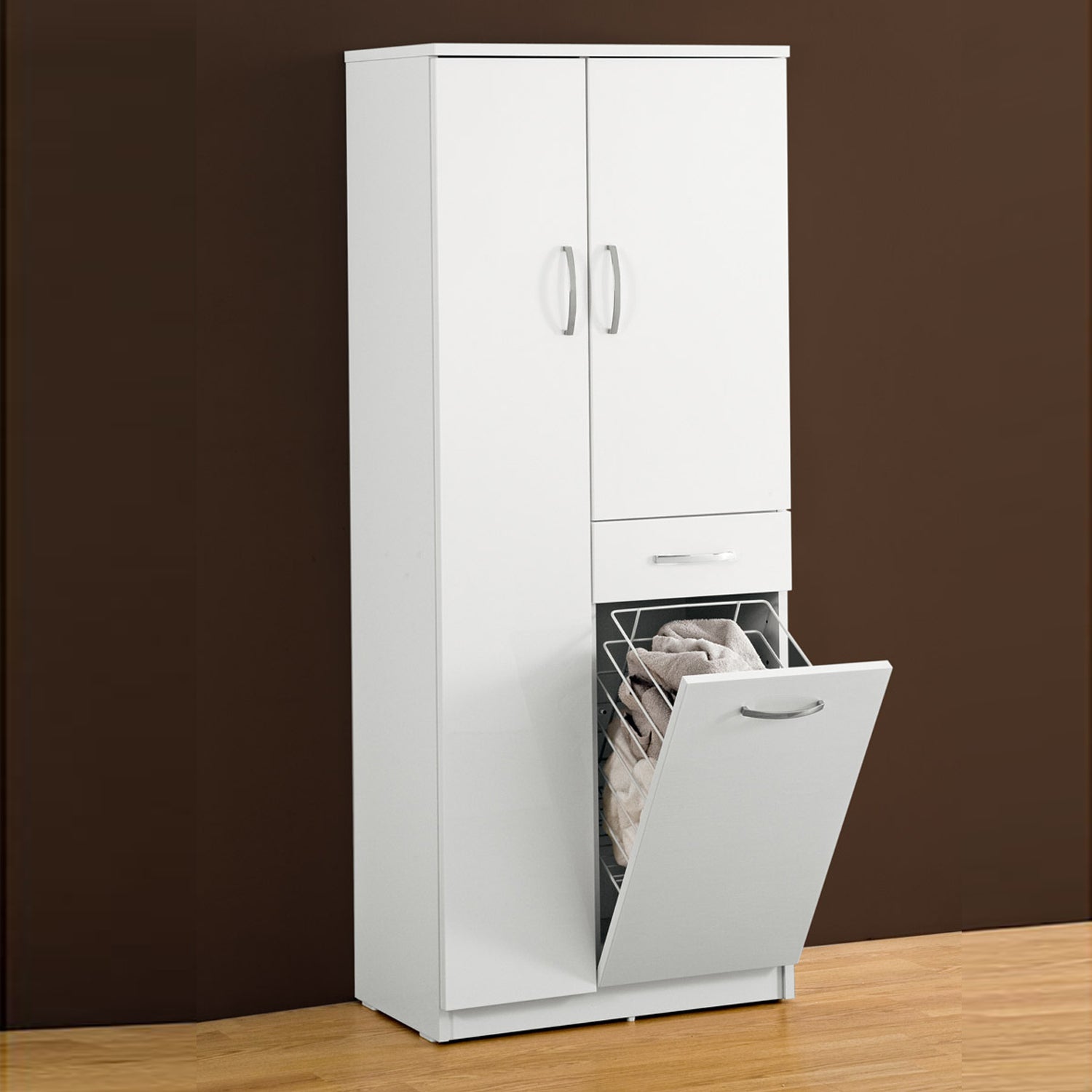Mobile portabiancheria 61x149,7x35 cm laccato lucido bianco a 6 ripiani by CeramicStore | Lo specialista del tuo bagno