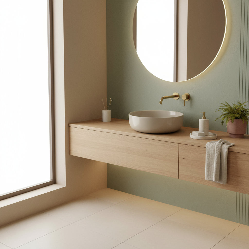 Lavabo da appoggio Slim in ceramica sabbia diametro 38