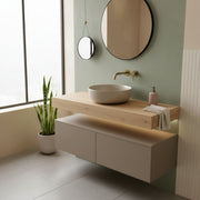 Lavabo da appoggio tondo Slim ceramica sabbia diametro 33 cm