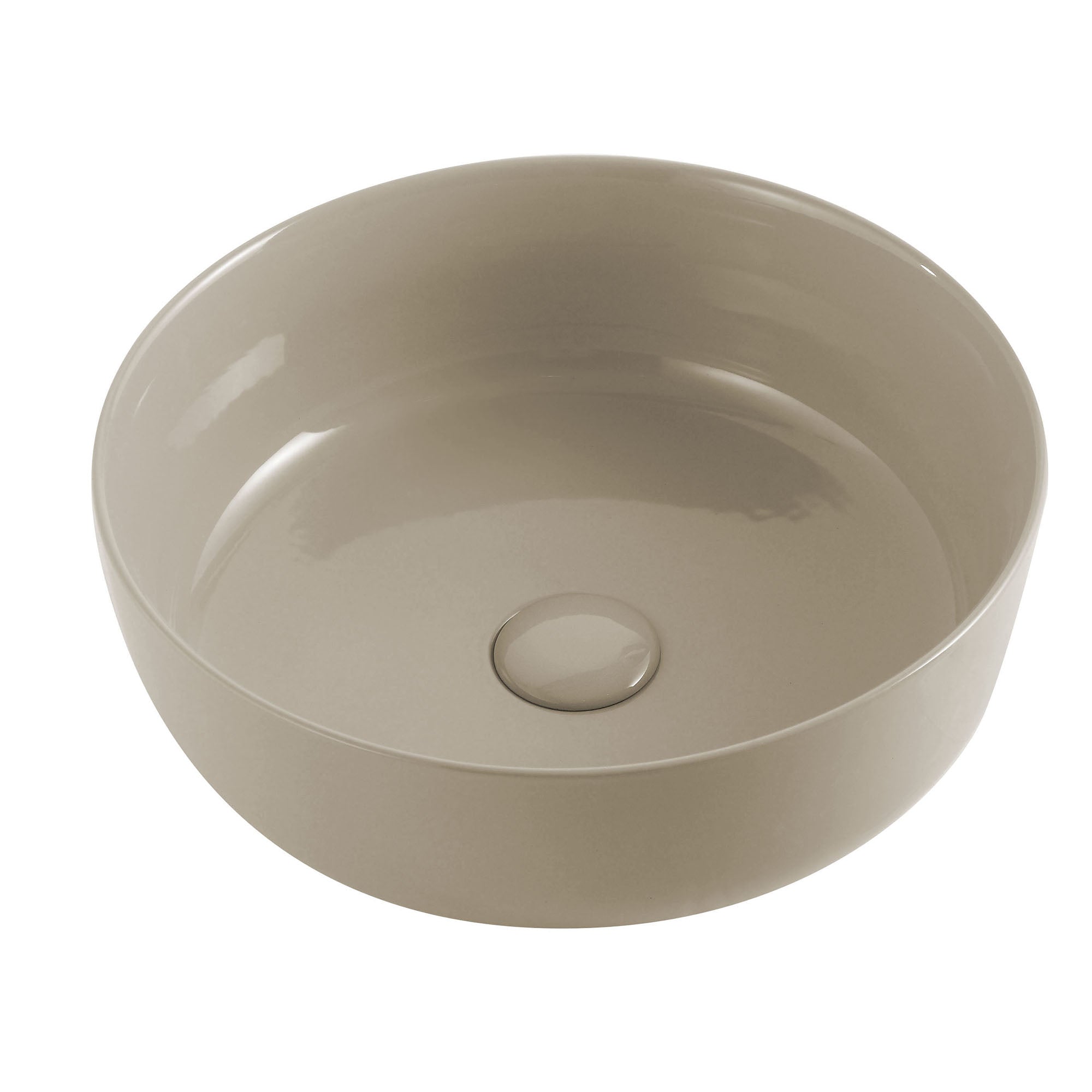 Lavabo da appoggio tondo Slim ceramica sabbia diametro 33 cm