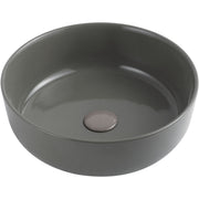 Lavabo da appoggio tondo Slim ceramica grigio cemento diametro 38