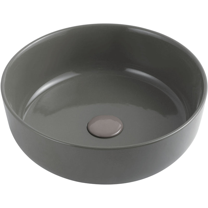 Lavabo da appoggio tondo Slim ceramica grigio cemento diametro 38