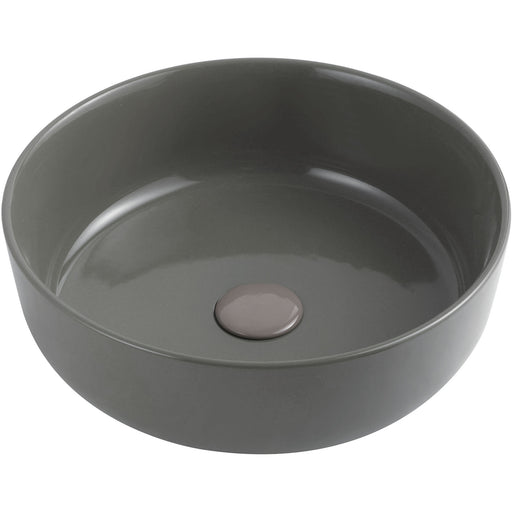 Lavabo da appoggio tondo Slim ceramica grigio cemento diametro 38