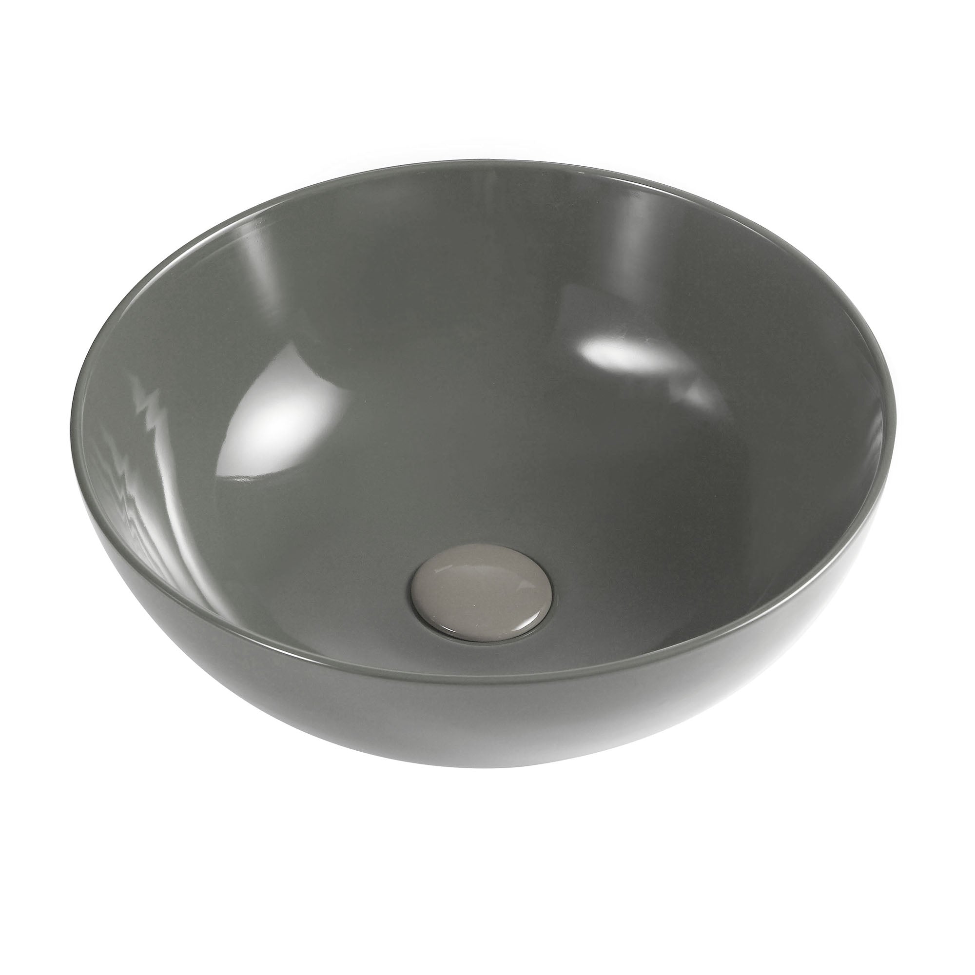 Lavabo da appoggio tondo Slim ceramica grigia diametro 35