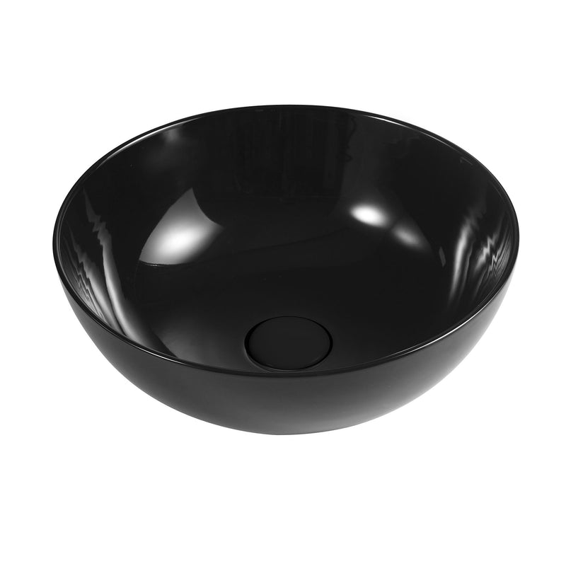 Lavabo da appoggio tondo Slim ceramica nera diametro 38