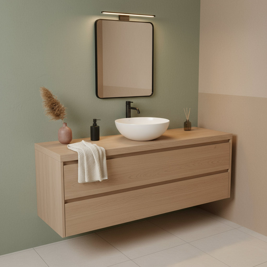 Lavabo da appoggio tondo Slim ceramica bianca diametro 33 cm e altezza 14 cm