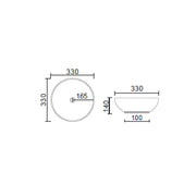 Lavabo da appoggio tondo Slim ceramica bianca diametro 33 cm e altezza 14 cm