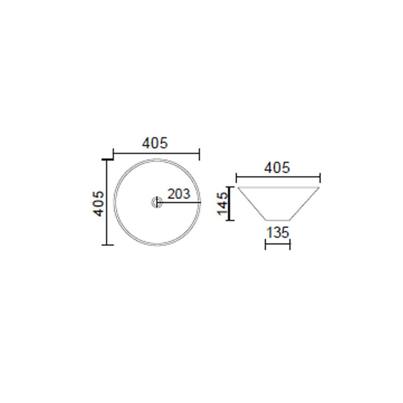 Lavabo da appoggio tondo Slim ceramica nera diametro 40