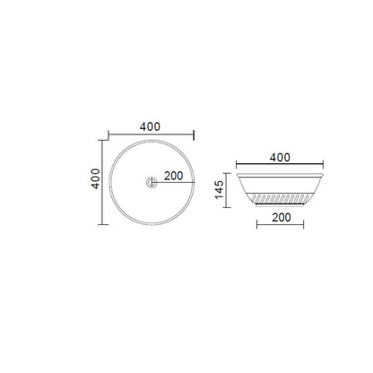 Lavabo da appoggio tondo Slim ceramica sabbia diametro 40 cm e altezza 14
