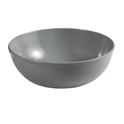 Lavabo da appoggio tondo Slim ceramica grigio cemento diametro 40 cm e altezza 14