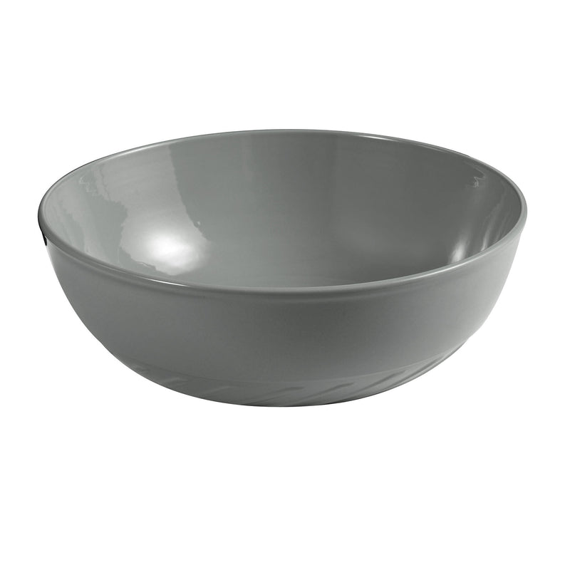 Lavabo da appoggio tondo Slim ceramica grigio cemento diametro 40 cm e altezza 14