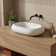 Lavabo da appoggio bianco rettangolare angoli arrotondati 63x40 H.16 cm