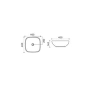 Lavabo da appoggio bianco quadro angoli arrotondati 40x40 H.14 cm