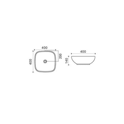 Lavabo da appoggio bianco quadro angoli arrotondati 40x40 H.14 cm