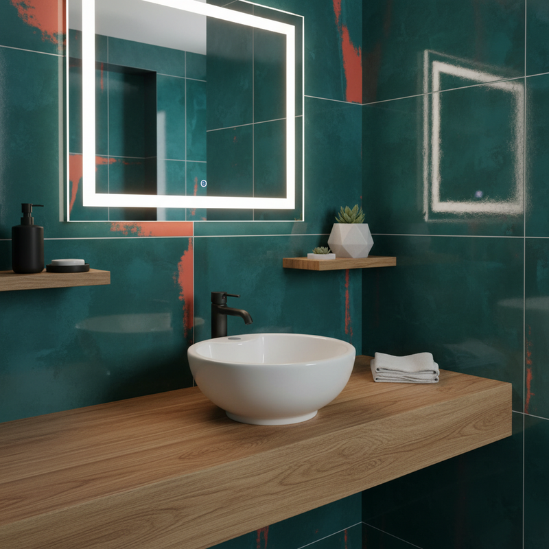 Lavabo da appoggio tongo ceramica bianca con foro rubinetto diametro 40 cm