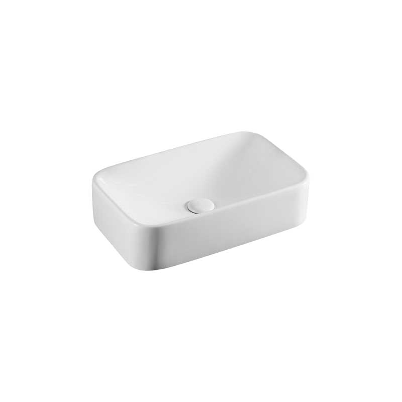 Lavabo d'appoggio rettangolare in ceramica bianca 48