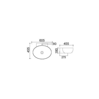 Lavabo sospeso e da appoggio in ceramica bianca dimensioni 60