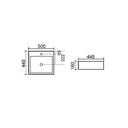 Lavabo d'appoggio o sospeso ceramica bianca 50.5x44