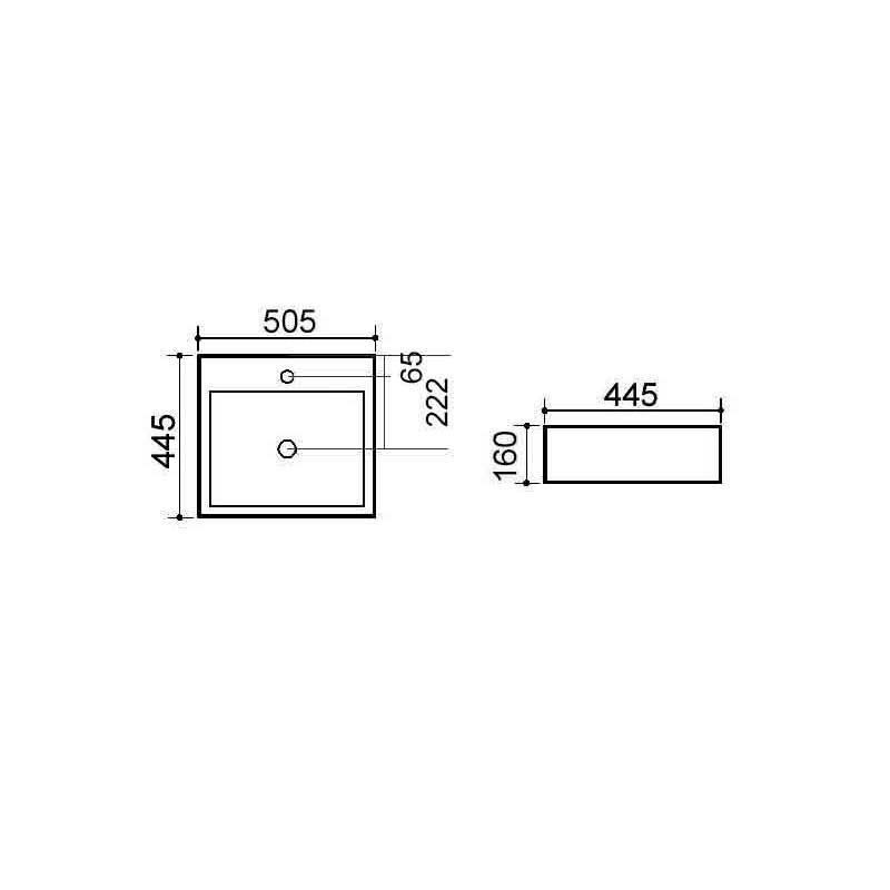 Lavabo d'appoggio o sospeso ceramica bianca 50.5x44